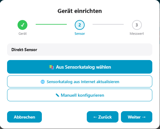 Geführte Einrichtung: Assistent im Geräte-Webserver